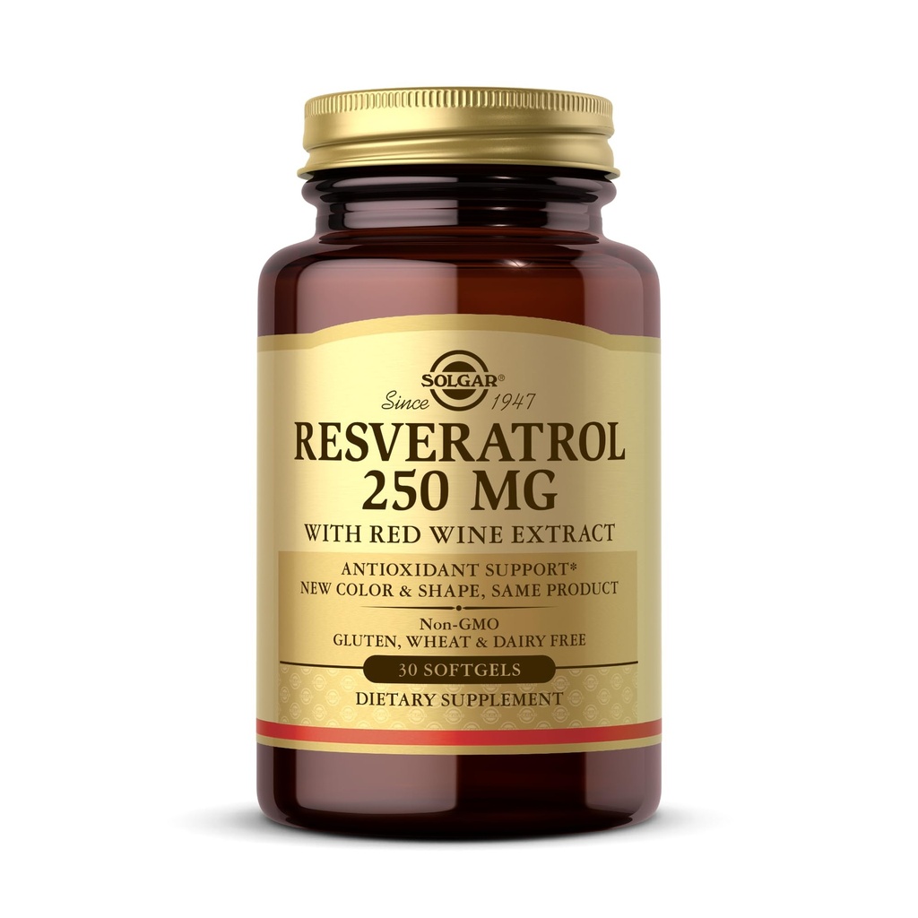 ソルガーレスベラトロール250 mg赤ワインエキス - 30 Softgels - 酸化防止サポート - Non-GMO、グルテンフリー、酪農場無料 - 30サービング