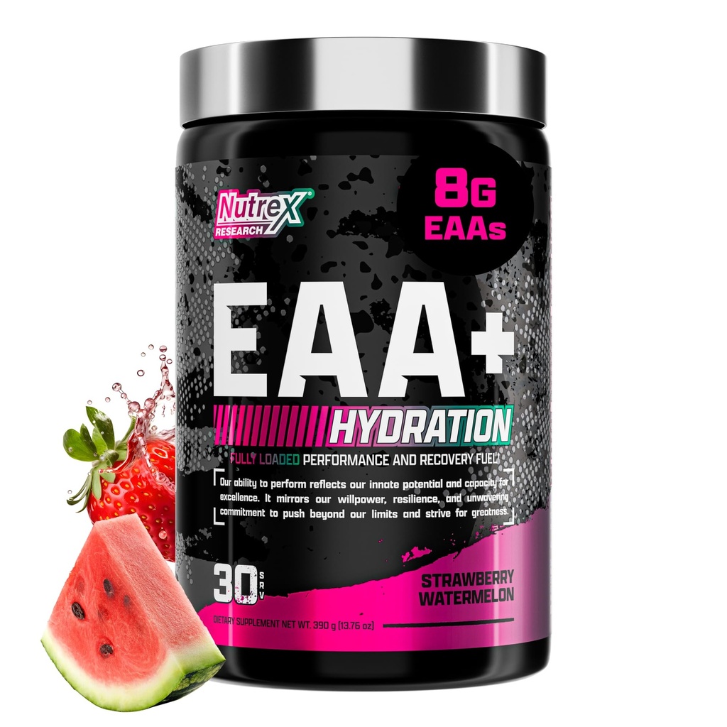 Nutrex Research EAA Hydration | EAAs + BCAAパウダー | 筋肉の回復・強度・筋肉の回復・耐久性 | 8G エッセンシャルアミノ酸 + 電解液 | いちごのスイカ 30 サービング