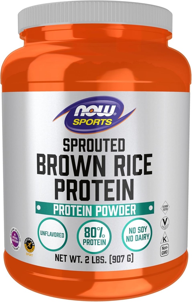 NOW Foods Sports Nutrition、Sprouted Brown Rice Protein、80% Protein、Unflavored Powder、2ポンド