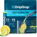 DripDrop Hydration Packets - レモンライム - シングルセルブ電解質パウダードリンクミックス - Non-GMO、グルテンフリー、ビーガン - 32スティック