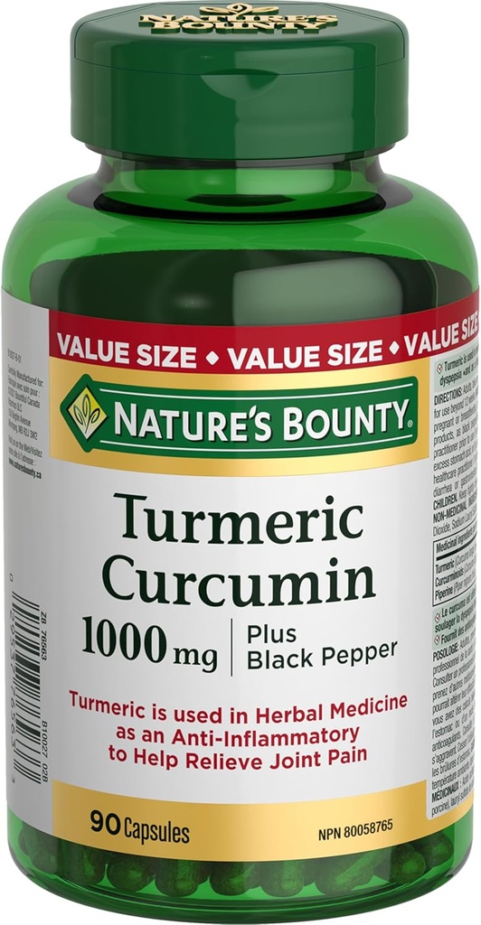 Nature's Bountyターメリッククルクミン1000mgプラスブラックペッパー、90カプセル