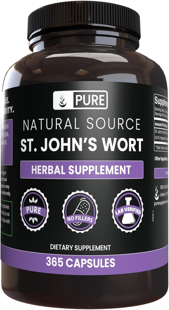 ピュアオリジナル INGREDIENTS St. John's Wort (365 カプセル) マグネシウムやライスフィラー、常に純粋な、Lab 確認済み