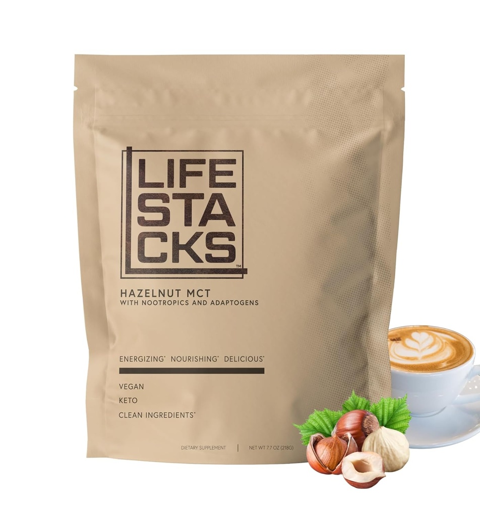 ヘーゼルナッツ MCT オイルパウダーをブースト エネルギー & フォーカス - ノトropics + 高度コーヒー体験のための適応剤 - Keto, ビーガン, 0 砂糖 - ジンセンと成功のために積み重ねられました, ロディオラ, L-チロシン