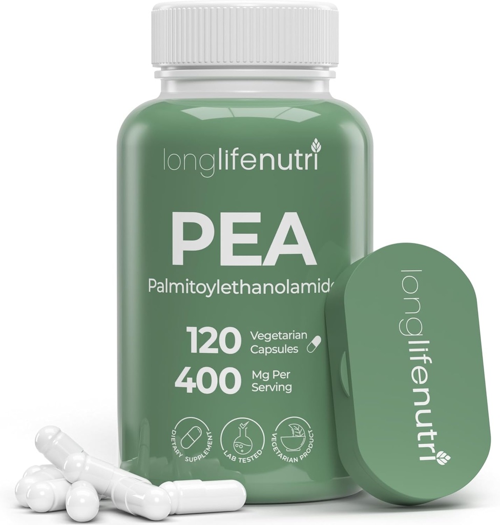 LongLifeNutri Palmitoylethanolamide (Pea) 400mg - 120のベジタリアンのカプセル、不快な管理のための有機性補足、4か月の供給、米国でなされる実験室テストされる
