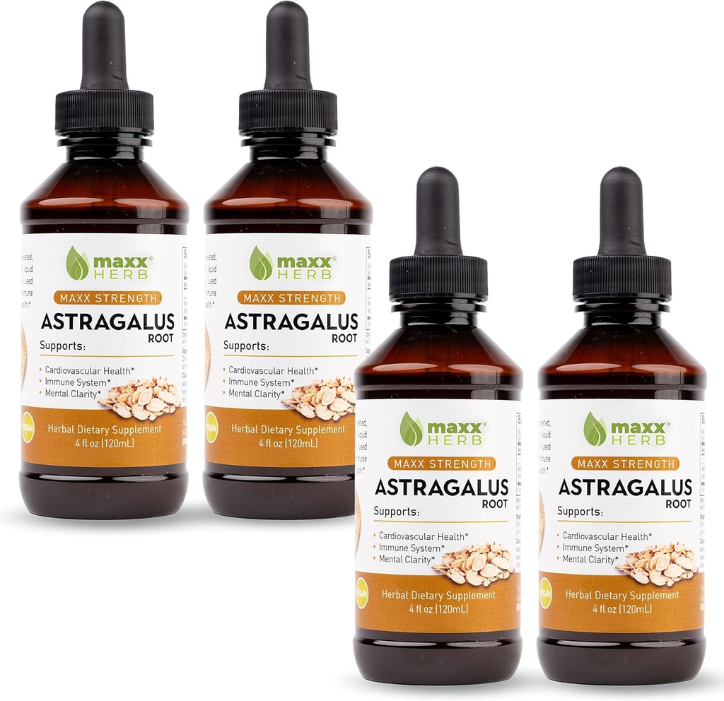 Maxx Herb Astragalusの根のエキス-最高の強さの液体のチンキは免疫サポートのためのカプセルか粉、およびメンタル クラリティのためのよりよい吸収します- 4本のびん、4つのOzそれぞれ(240のサービング)