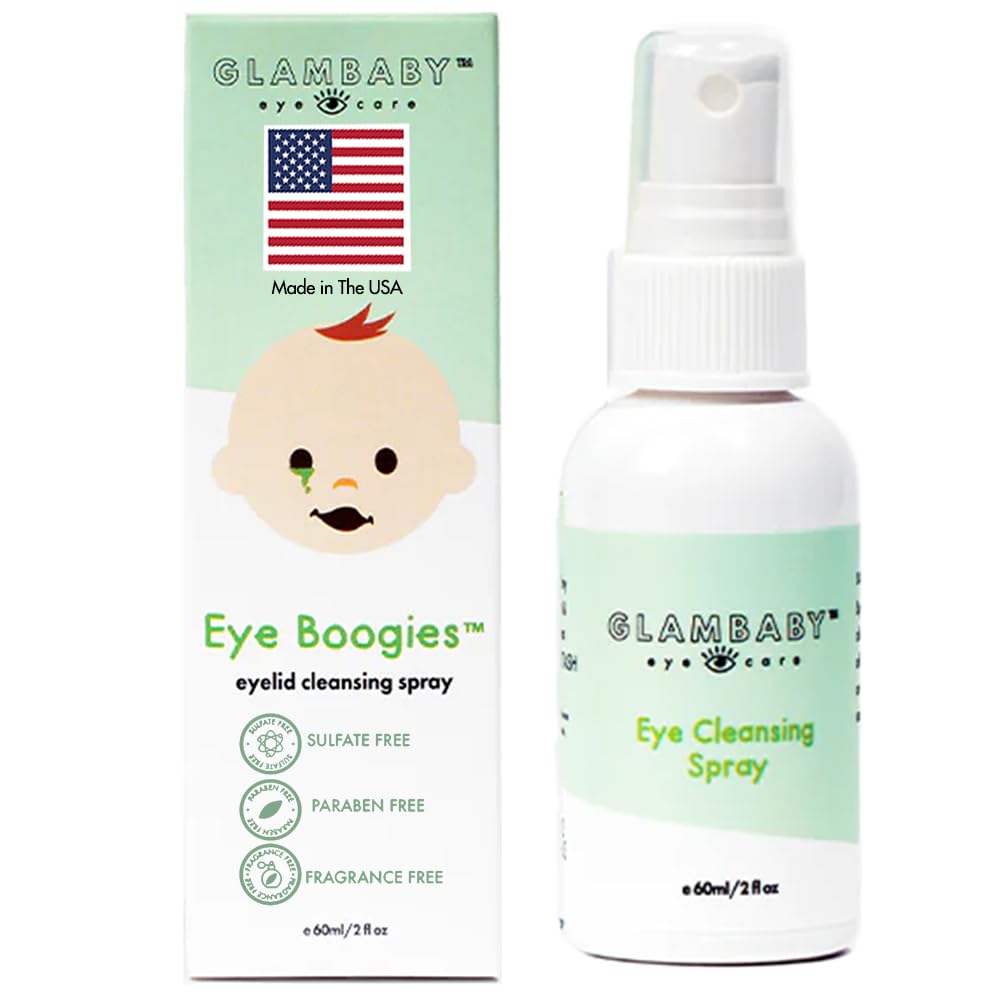 GlamBaby Eye Care - Eye Boogies™ Eyelid Cleaning Spray | Non-Toxic, Sting-Free & Wipe-Free Formula | Kids' Eyes Clean | Kids Eye Drops Sprayer | Baby Eye Drops Spray | Child Eyelid Cleanser (1 Pack)