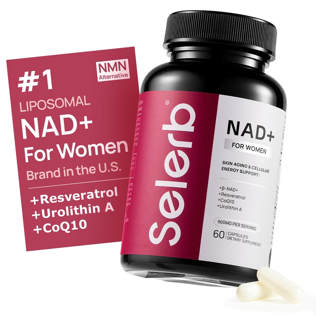 NAD+ Supplement for Women - NMN Alternative with β-NAD+, Trans-Resveratrol, CoQ10, D-Ribose - Promotes Cellular Renewal, Energy, and Radiant Skin Health - 60 Capsules Advanced