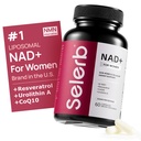 ナド+ 女性のためのサプリメント - NMN β-NAD+、Trans-Resveratrol、CoQ10、D-Riboseと代替 - 細胞再生、エネルギー、および放射性皮膚の健康を促進 - 60カプセルアドバンスト