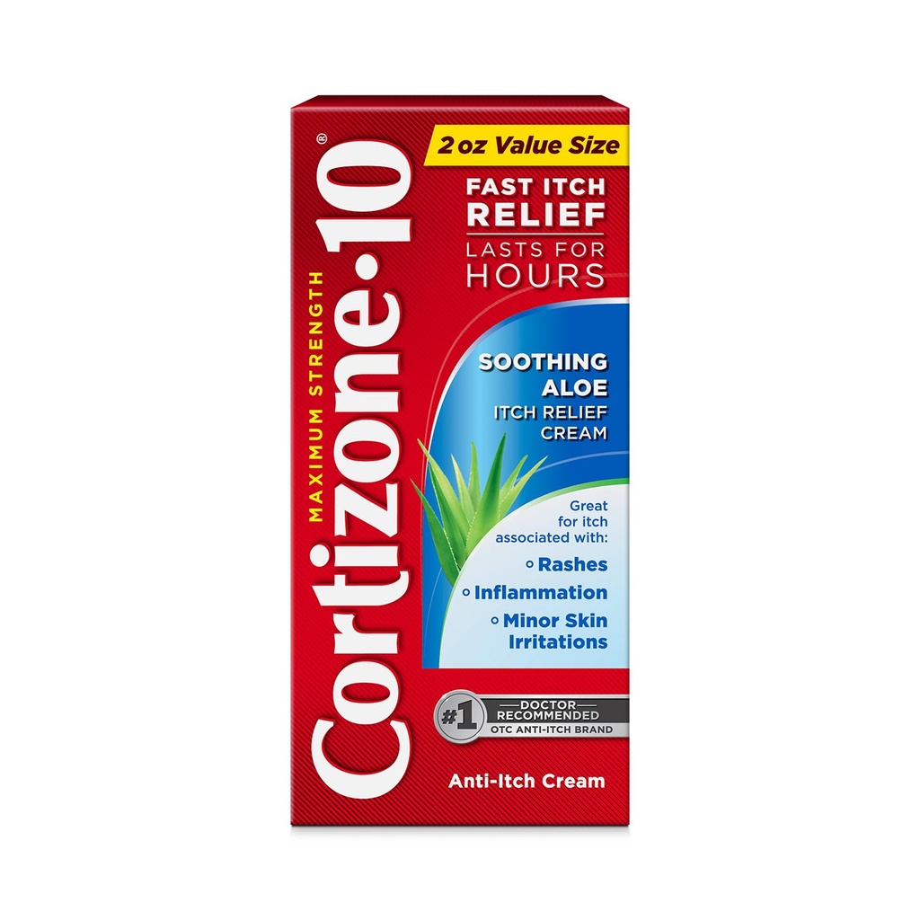Cortizone-10の最高の強さはアロエのイッチの救助のクリーム、1%のHydrcortisone、速い行為、バグ ビット、Rash、Eczema、Psoriasis、ポイソンのアイビー、オーク、Sumac及び多くのための反アイッチ クリームをかぶせます、2つのoz