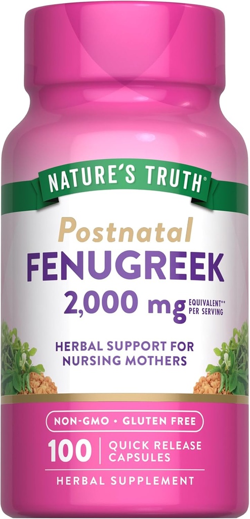 Nature's Truth Fenugreek Seed Capsules for Women | 2000mg | 100 Count | Non-GMO and Gluten Free Supplement