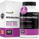 更新 アクティブレスベラトロールサプリメント 600 mg/サービング - 高周波抗酸化複合体 50% トランスレスベラトロール – セルラー健康をサポート & 長寿 - カナダ製 – 60 ビーガンカプセル