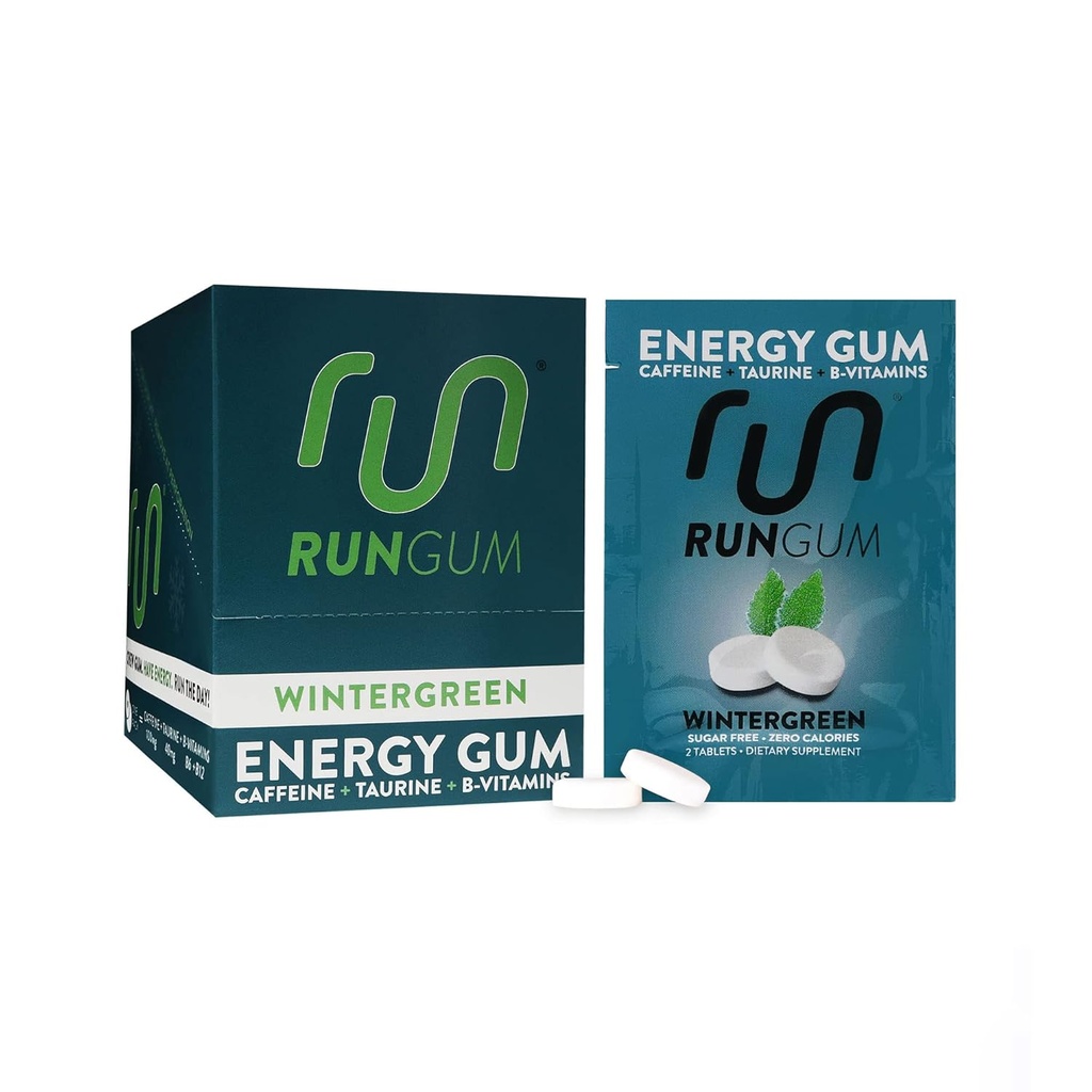 RUN GUM チャウイングガムのウインターグリーンボックス、24個入り(12個入り)