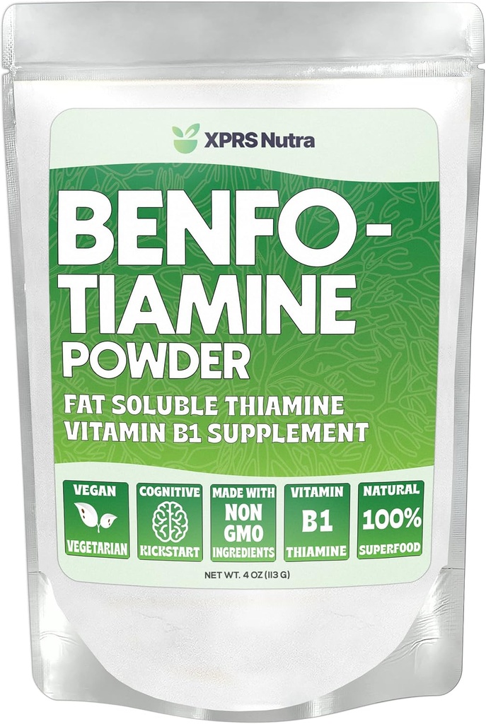 XPRS Nutra Benfotiamineの粉(チアミン) - 脂肪の容解性の幸せな中心のチアミンの補足 - 認知ブーストのための高度のビタミンB1のBenfotiamine - ビーガン友好的なBenfotamineの粉(4オンス)