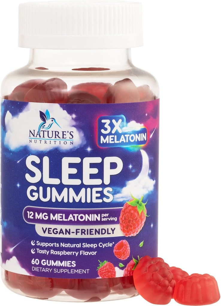 大人のための眠るガミー 余分な強さ - 12 mg の Melatonin の睡眠のガミー の補足、Vegewel、非 GMO のグルテンフリー、Gomitas のパラ ドーマー、60 のガミー