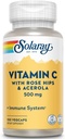 Solaray C w/Rose HIPS & Acerola Two-Stage, Timed-Release, Veg Cap (Btl-Plastic) 500mg | 100Count | 2のパック