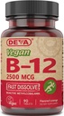 DevaビーガンビタミンB-12、高効力2500 mcg B12、高速分解、サブリンガル、90錠(パック3)