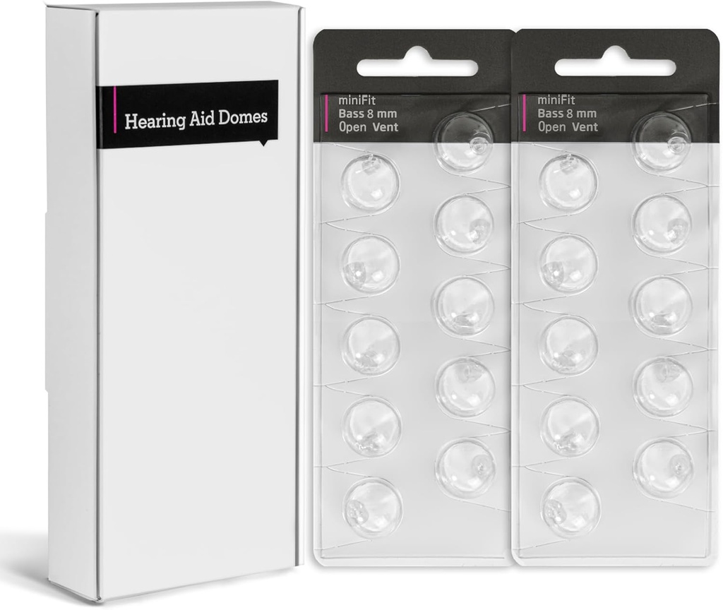 オチコンミニフィットバス用補聴器ドーム8mmオープンベント - 交換用イヤーキャップ、シリコンイヤーチップ&オチコンアクセサリ | 快適性とクラリティのためのプレミアムオチコン補聴器用品(2パック)