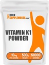 BulkSupplements.comビタミンK1パウダー - 骨と心臓の健康サポートのためのビタミンK1サプリメント - グルテンフリー、給餌あたり10mg、500g(1.1ポンド)(パッケージ1)