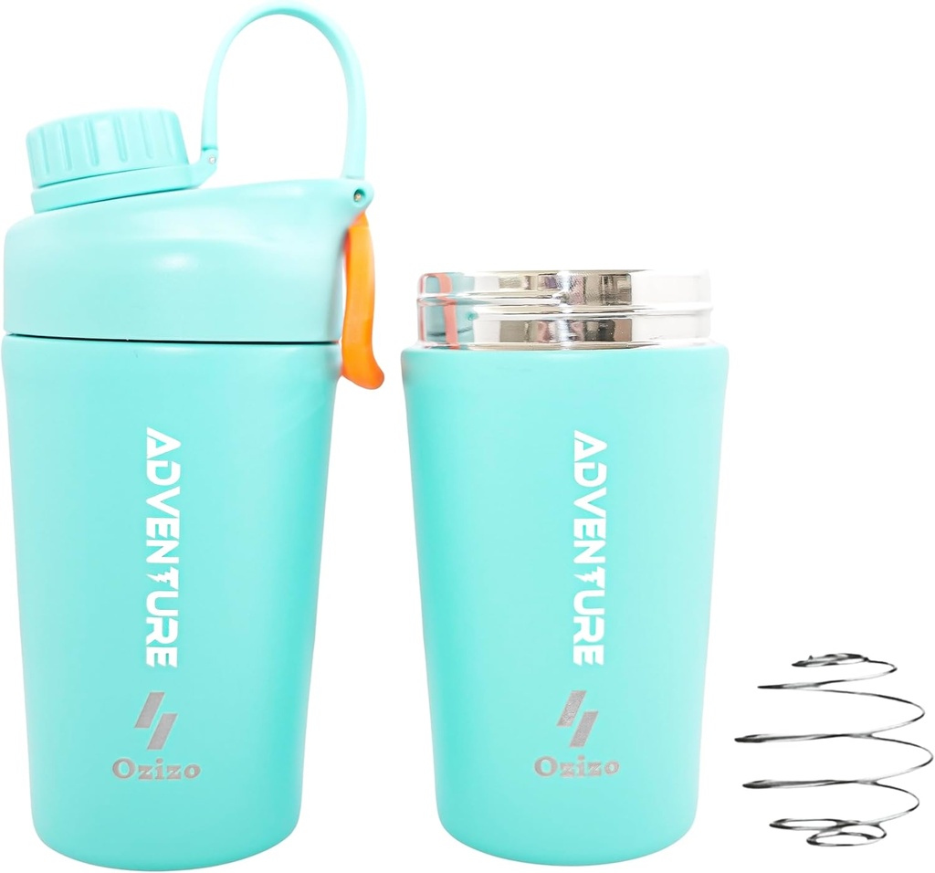 Ozizo の蛋白質の混合のコップ、蛋白質のミキサーのための 20 の Ounces のステンレス鋼の蛋白質のシェーカーのびん、絶縁される、漏出証拠、男性、女性、男の子、熱く及び冷たい飲み物のための小さいかわいい体育館のミキサー