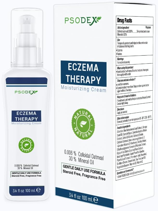 PSODEX Eczemaクリーム - アロエベラ、ビタミン、ティーツリーオイルで湿潤する浮腫治療スキンケア - 有機性および自然な湿疹ローション - 非刺激的および消耗性湿疹クリーム