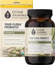 あなたのFlora Probiotic Regenesis - 発酵大豆、アーティチョーク、および腸のサポートのためのシックな非GMOプロバイオティクス - プレバイオティクス、ポストバイオティクス、消化酵素 - リビング錬金術、60 PC