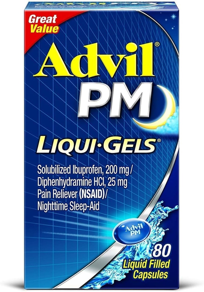 Advil PM Ibuprofen 200のmg Liqui-Gels 80のea (4のパック)