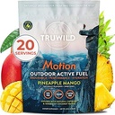 TruWild Motion All Natural Pre Workout Powder Drink Mix for Men & Women with No Jitters or Crash, Whole Food Plant Based Vegan, Organic with Electrolytes + BioPerine, 20 Servings (Pineapple Mango)