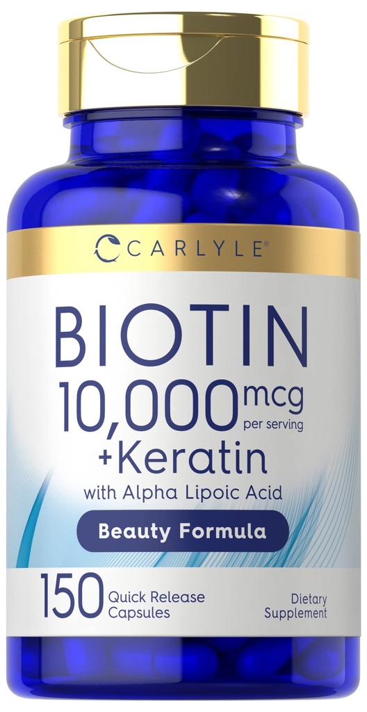 Carlyle Biotin 10000mcg | 150 カプセル | ケラチンの美の方式 | 非GMOのグルテンフリーの補足