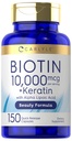 Carlyle Biotin 10000mcg | 150 カプセル | ケラチンの美の方式 | 非GMOのグルテンフリーの補足