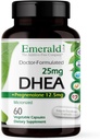 エメラルドラボDHEA 25mg - ホルモンバランスを助けるための副腎サポートサプリメント* - DHEA -グルテンフリー - 60野菜カプセル(30日の供給)