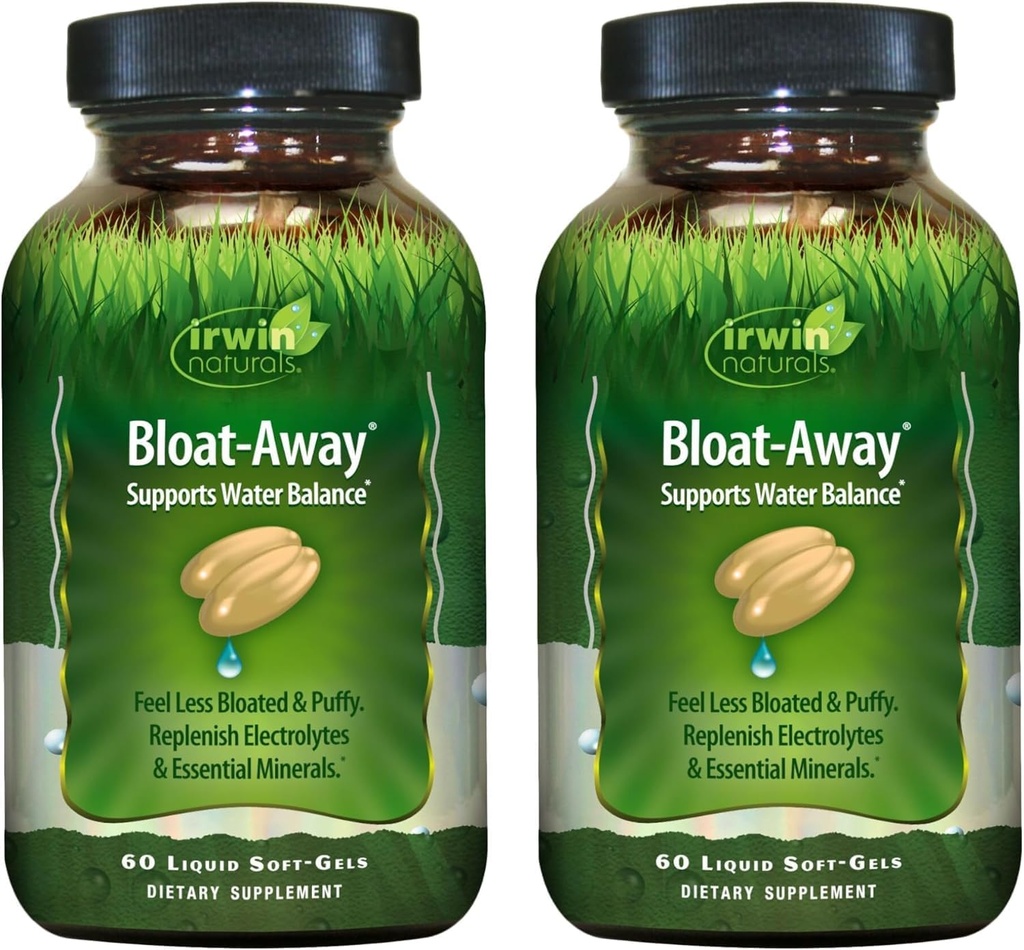 Irwin Naturals Bloat-Away - 60液体ソフトジェル、2のパック - ウォーターバランスサポート - 電解液とエッセンシャルミネラルを補充 - 40 総サービング
