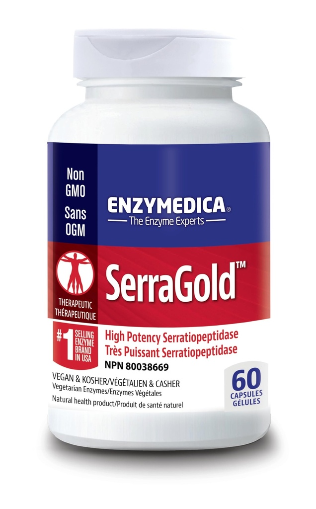 Enzymedica、SerraGoldの高周波セラプターゼの酵素の補足、サポート 呼吸器、中心及び免疫機能、60の計算