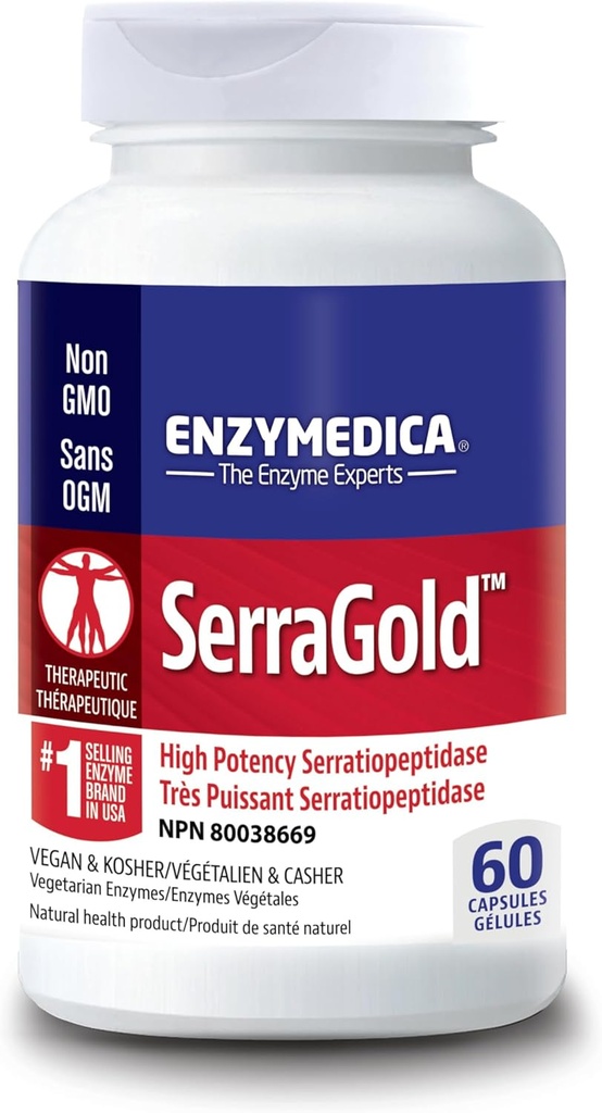 Enzymedica、SerraGoldの高周波セラプターゼの酵素の補足、サポート 呼吸器、中心及び免疫機能、60の計算