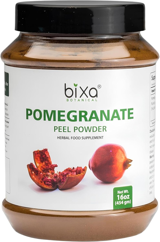 bixa BOTANICAL Pomegranate Peel Powder | Herbal Tea, Skincare & DIY Beauty | Punica Granatum, Ayurvedic Herbal Supplement | Gluten Free, Non-GMO, Steam Treated, Vegan, 100% Pure | 1 lb / 16oz