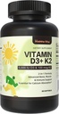 ビタミンD3 K2、ビタミンD3 5000 IU (125 mcg) +ビタミンK2 100 mcg、骨、歯、筋肉および免疫の健康サポート、60 Softgelsのための1 D3およびK2補足の2