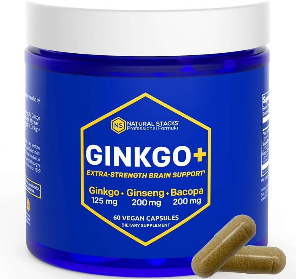 200mgのPanaxのGinseng及び200mg Bacopa Monnieriの自然なSTACKSのGinkgoのBilobaの補足-頭脳の健康サポートのための韓国のGinseng - 60のGinkgoのBilobaのカプセル