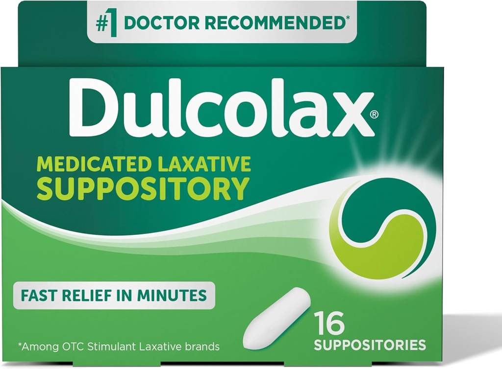 Dulcolax Stimulant Laxative 薬用坐剤, 予測可能 & 効果的な便秘救済, Bisacodyl 10 mg, 16 カウント