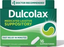 Dulcolax Stimulant Laxative 薬用坐剤, 予測可能 & 効果的な便秘救済, Bisacodyl 10 mg, 16 カウント