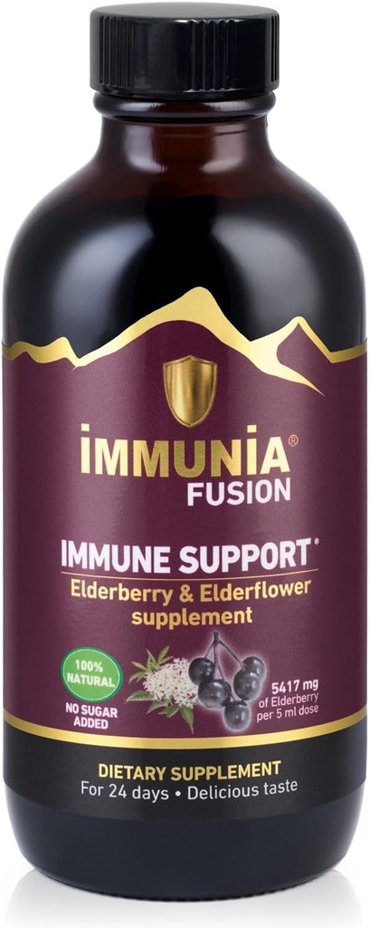 Immunia Fusion - あなたの免疫サポートを強化します。 エルダーベリー、エルダーフラワー、そしてポリフェノールが豊富なブルーフルーツで作られた強力なフォーミュラ。 濃縮された酸化防止式。(1パック)