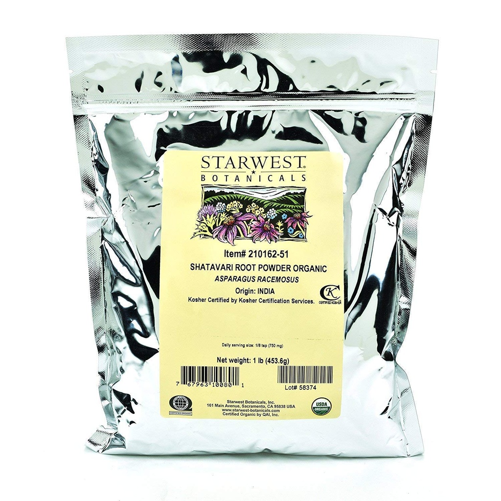 Starwest Botanicalsの有機性Shatavariの根の粉、1ポンド