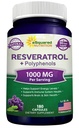 赤いワインのエキスが付いている aSquared 栄養の自然な Resveratrol - 180 のカプセル-純粋な中心の健康のためのトランス レスベラトロールの酸化防止補足の丸薬-余分強さのトランス レスベラトロール
