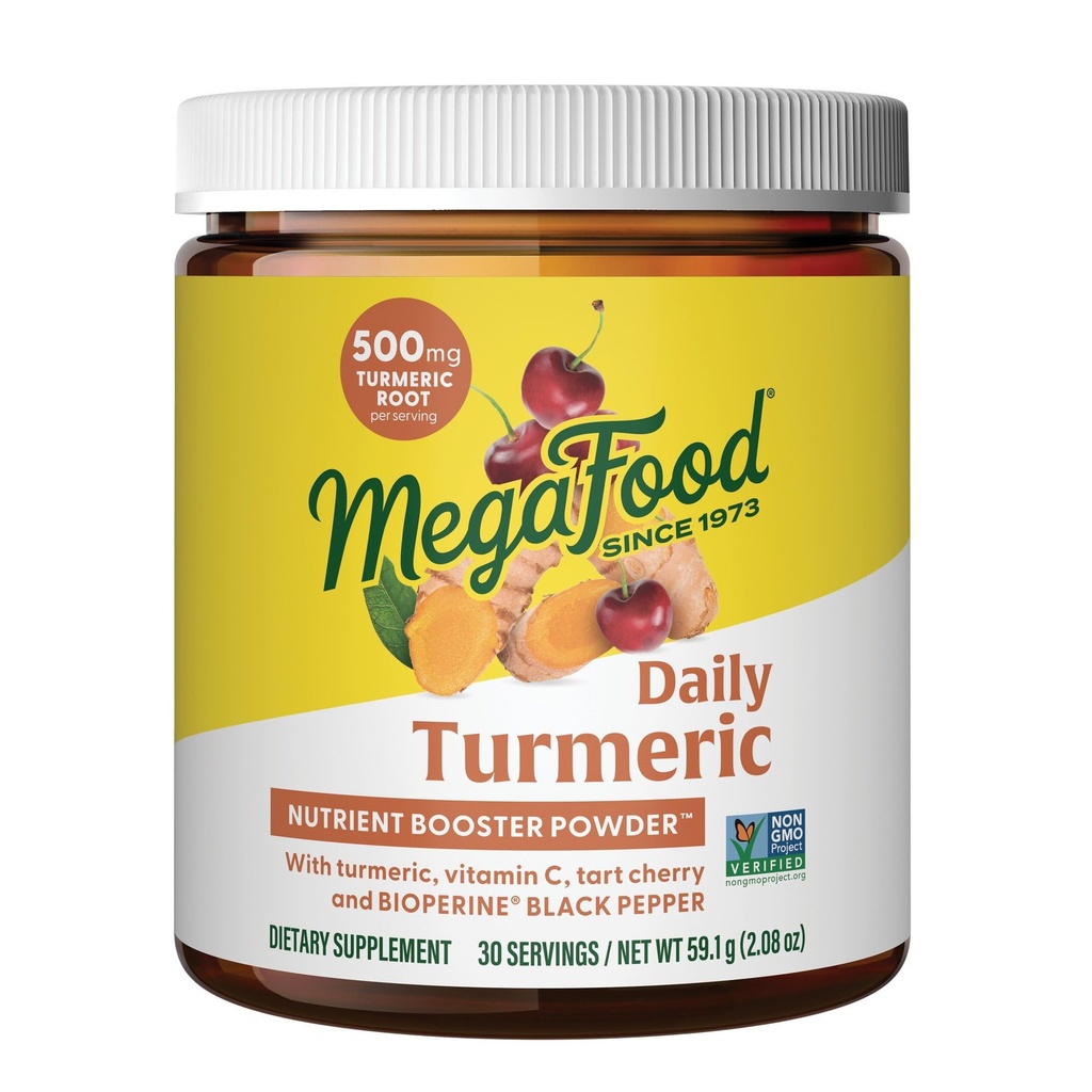 MegaFood毎日のターメリック栄養素ブースターパウダー - ターメリックサプリメント - ブラックペッパーエキス、タルトチェリー&ビタミンC - ビーガン - 9食品アレルゲンなしで作られ - 2.08オズ(30サービング)
