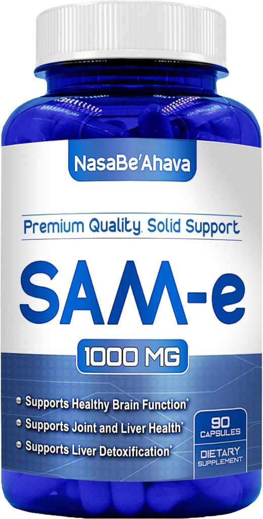 Extra Strength SAM-e Supplement | Same S-Adenosyl-L-Methionine 1000mg per Serving for Bone and Mood Support Supplement | Made in The USA Non-GMO and Gluten Free (45 Day Supply) (Single)