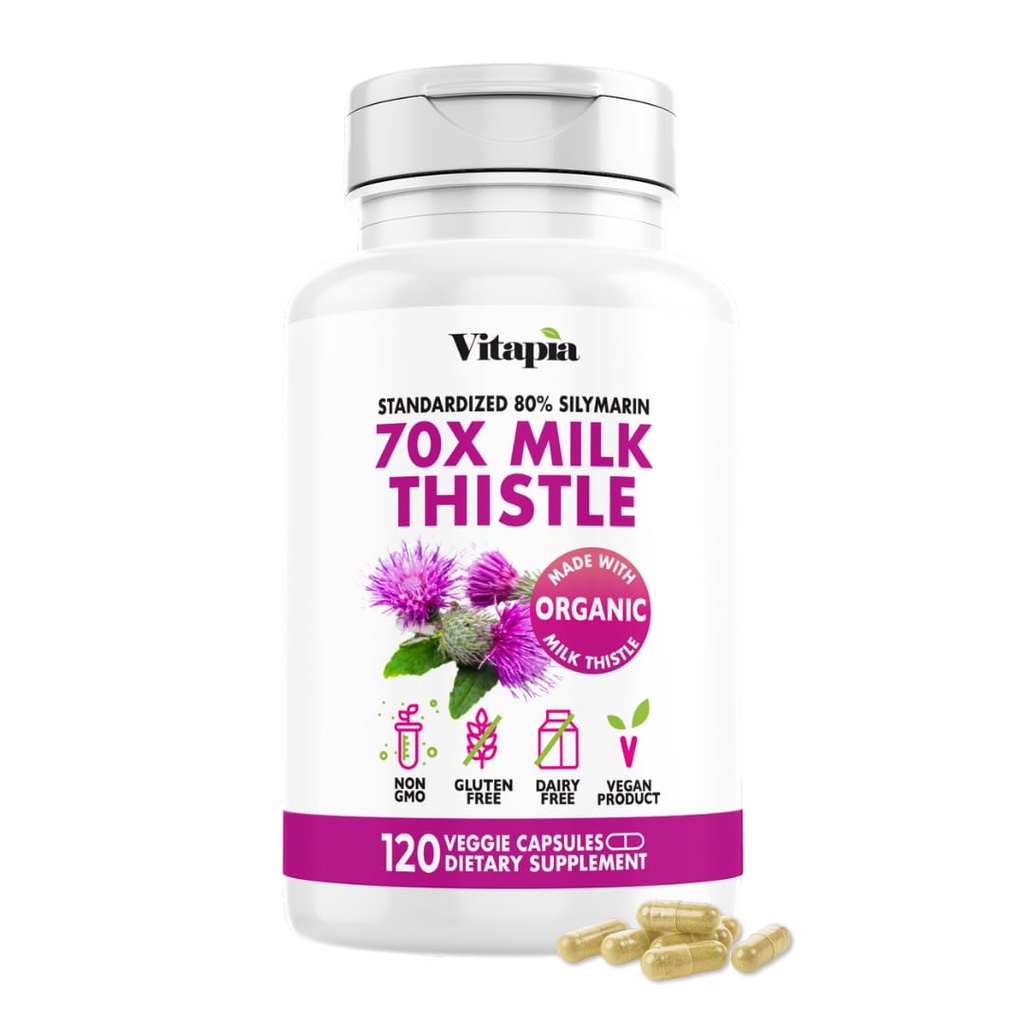 Vitapia有機ミルクのこの薬のエキス70:1の補足-肝臓の清潔なDetox及び修理、肝臓の健康サポート、酸化防止剤- 120のビーガン カプセル、非GMOのグルテンフリーのグルテンフリー