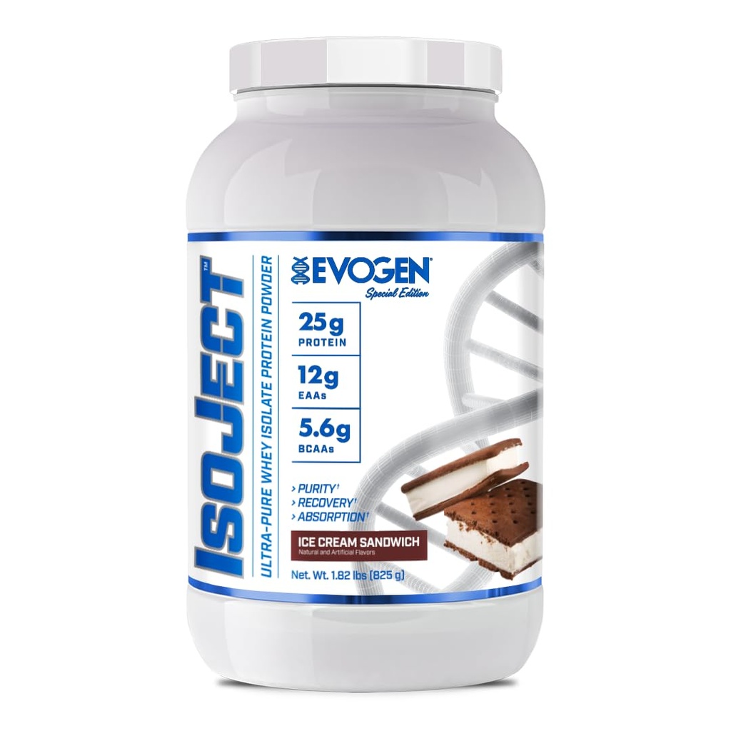 Evogen Isoject - 乳液プロテイン Isolate | 乳酸菌酵素、BCAA、および EAAによる超純ウエイプロテインパウダー | 吸収と回復を強化 | アイス クリーム サンドイッチ | 25 サービング