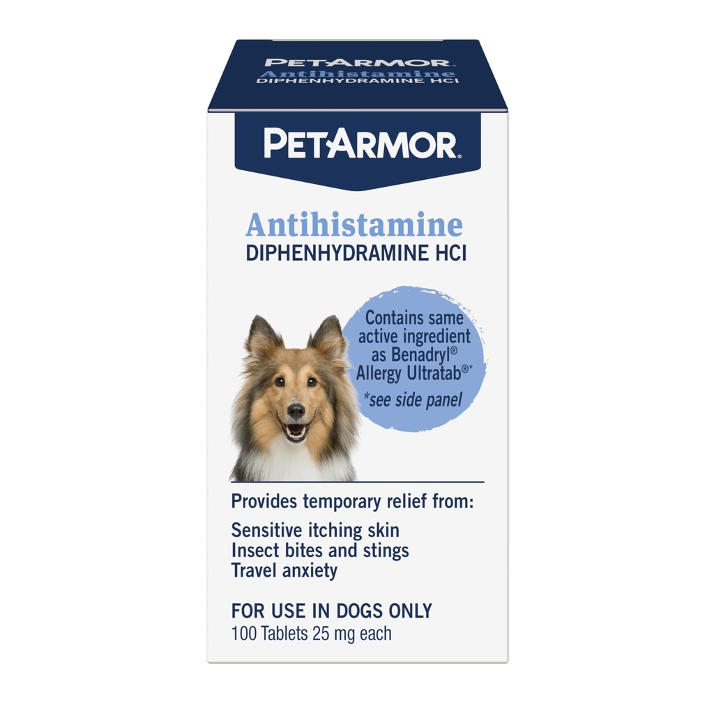 犬のためのPeterArmor抗ヒスタミンアレルギー救済, 犬のための使いやすいアレルギー薬, 抗イッチ薬は、昆虫の咬傷から救済を提供します, そして、, 100錠