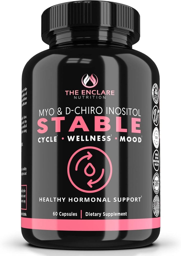 ENCLARE NUTRITION Myo-inositol、D-Chiro Inositolのカプセル(最適40:1の比率)  豊饒、女性、ホルモンのバランス、健康な卵巣サポートのための自然なPCOSの補足