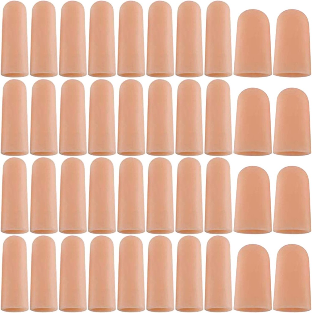 ANCIRS Gel Finger Support Protector Gloves, Gel Finger Cots/Covers - Different Sizes Silicone Fingertips for Hands Cracking, Eczema Skin (40pcs)
