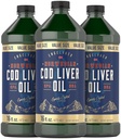 カーライルノルウェー産タラ肝油 | 16oz | 3本パック | 液体不燃魚油サプリメント | 非GMO、グルテンフリー
