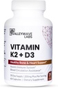 ビタミンD3 K2カプセル - 2-in-1ビタミンK2 MK7 100 mcg + VIT D3 5000 IU (125 mcg) 骨、歯、筋肉および免疫の健康サポートを支持するためのサプリメント*、60 カウント